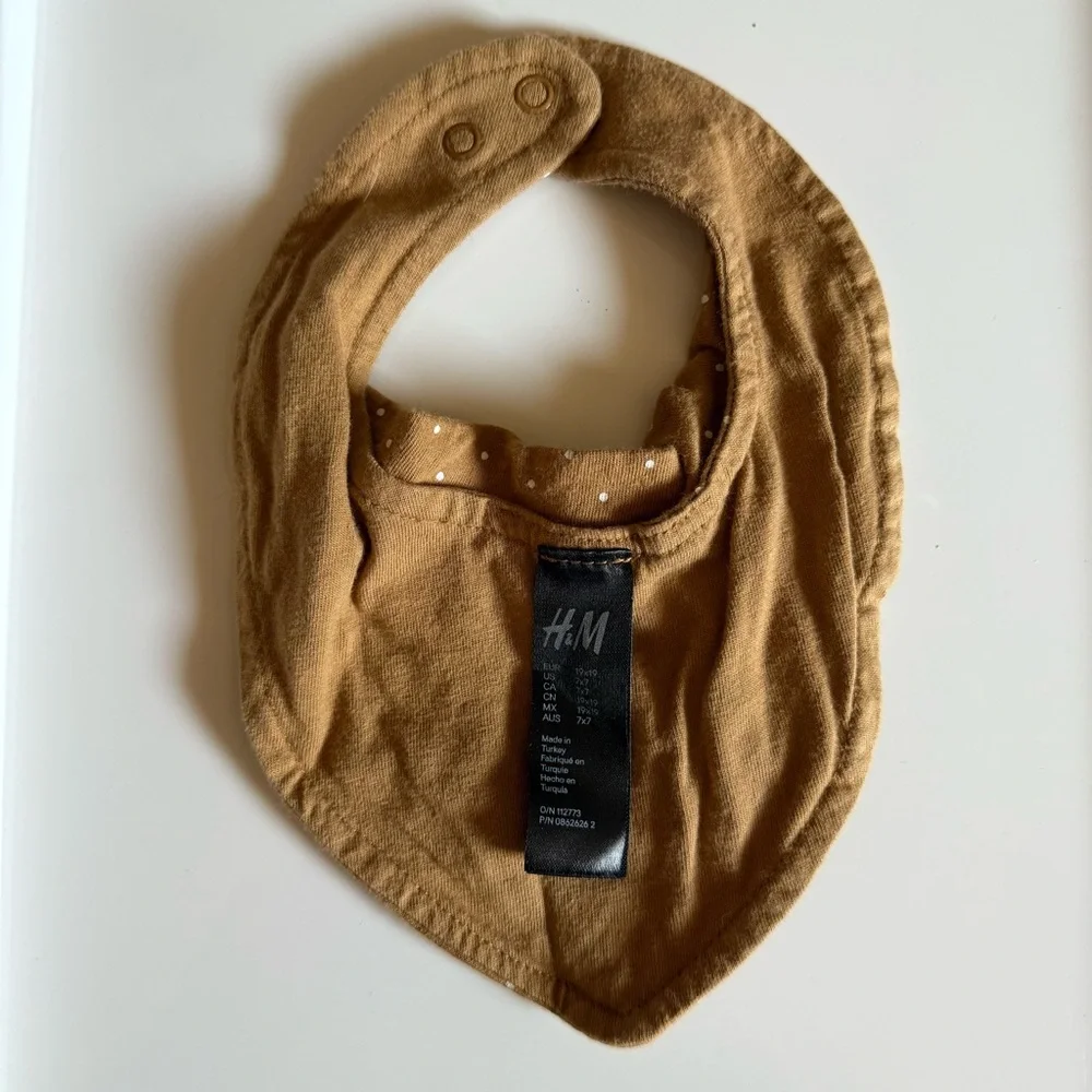 Boho Baby Bib Set Ocher & Gray Polka Dot Western style